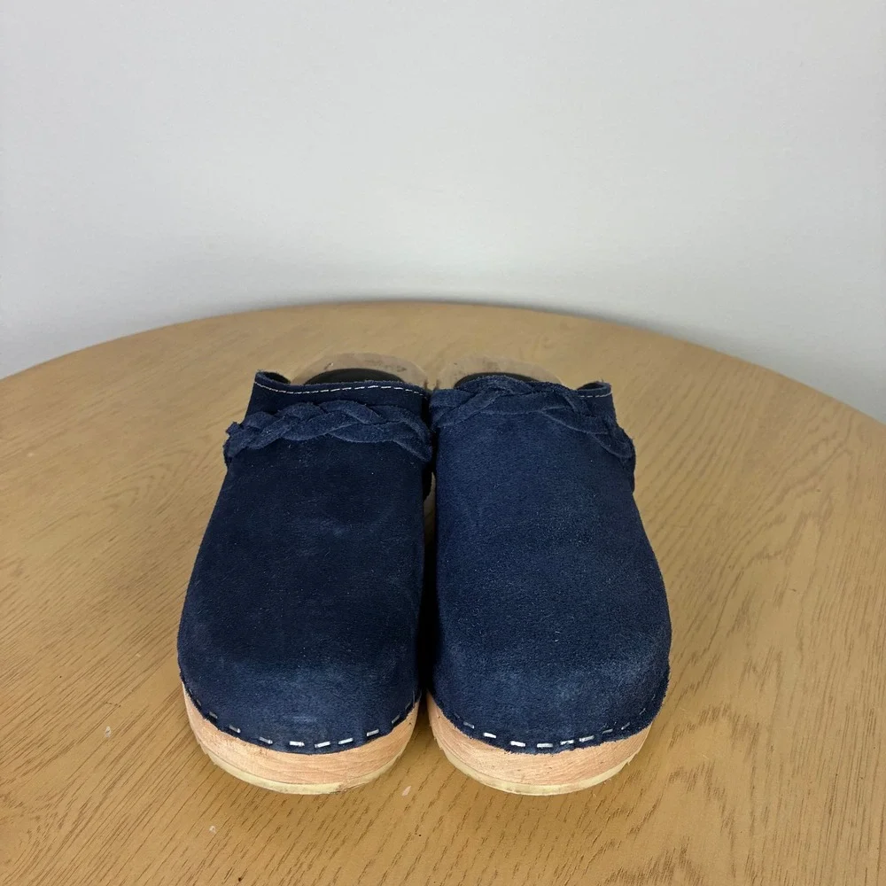 Swedish Platform Braided Suede Clogs Women's 36 Boho Mules Retro Chunky Summer - Picture 2 of 7